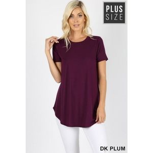 2/$30 ZENANA Dark Plum Short Sleeve Round Neck Tunic